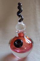 Art Glass Perfume Bottle Coral/Black by Twin Studio