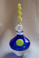 Art Glass Perfume Bottle Blue/Lime Green by Twin Studio