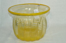 Art Glass Yellow Striped Vase/Bowl by Ion Tamaian