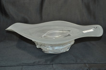 Art Glass White Frosted Bowl with Fused Glass Hand Blown By Ion Tamaian