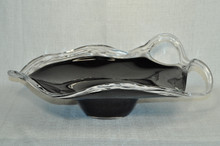 Art Glass Black Large Bowl Hand Blown By Ion Tamaian