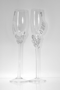 A gorgeous set of champagne flutes hand made by world-renown Art Glass artist Ion Tamaian