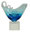 Art Glass Abstract Face Sculpture on Base Blue Hand Blown Romania By Ion Tamaian