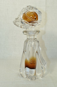 Art Glass Perfume Scent Bottle Tall Dark Amber Hand Blown Romania By Ion Tamaian