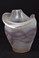 Art Glass Frosted White Hand Painted Vase Hand Blown Romania By Ion Tamaian