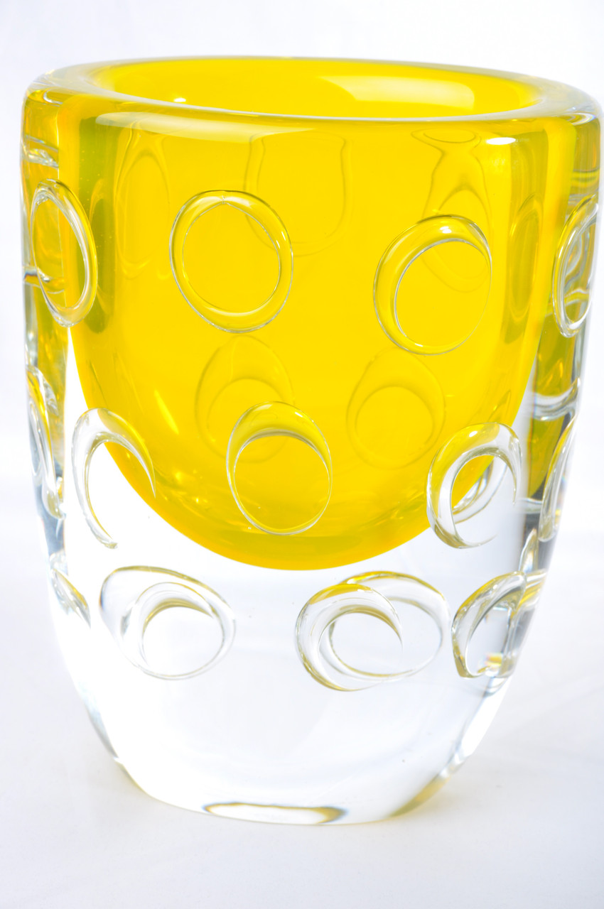 MURANO Art Glass Impero Yellow Vase