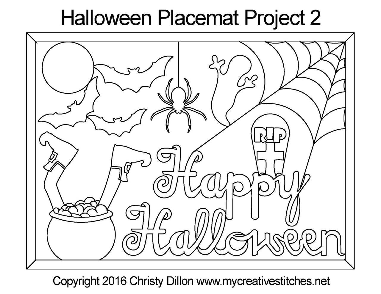 Computerized Quilting Pattern Halloween Placemat Project 2