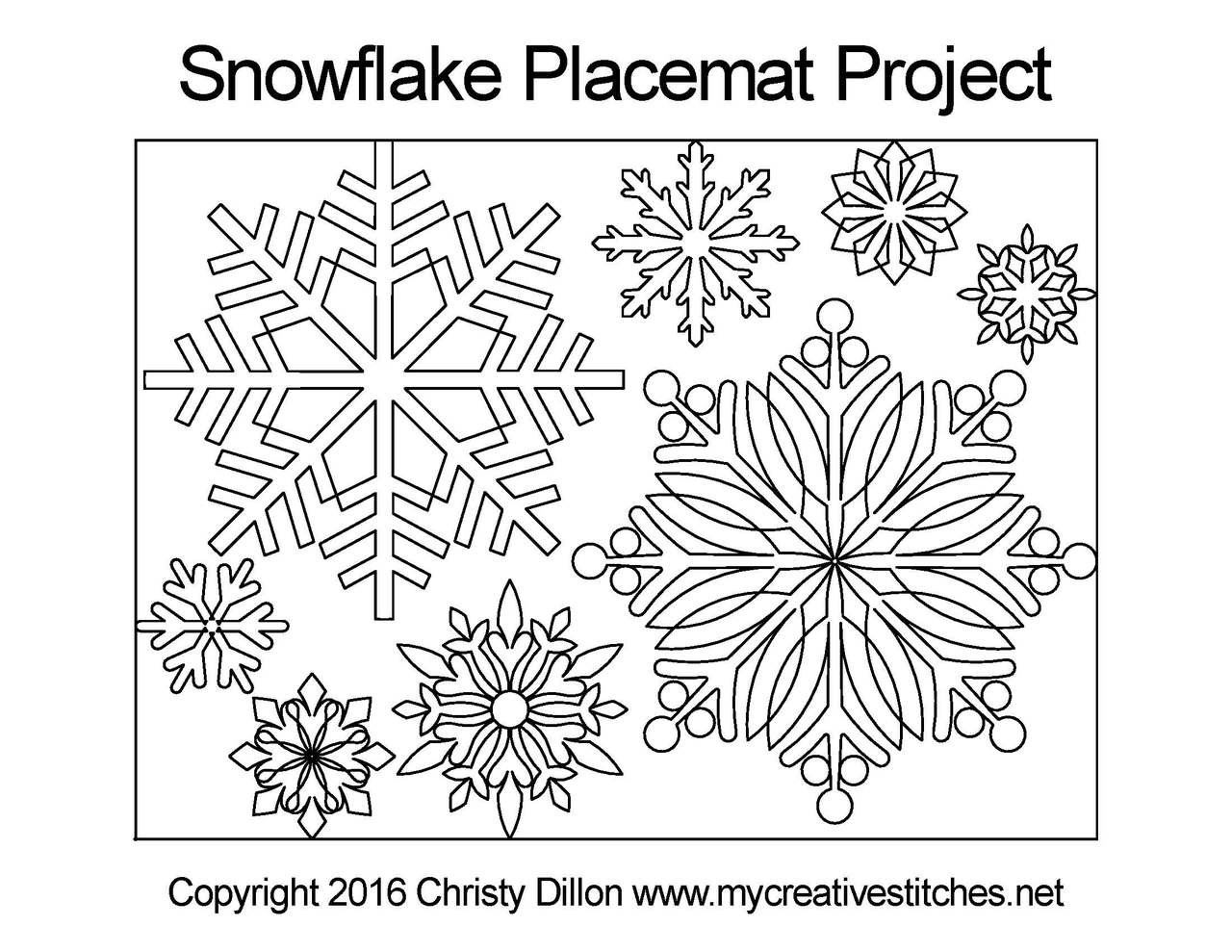 Computerized Quilting Project Snowflake Placemat