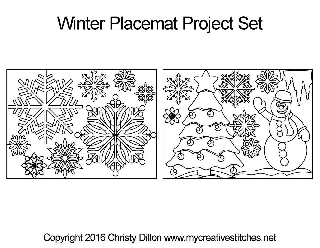 Computerized Quilting Project Winter Placemat Set
