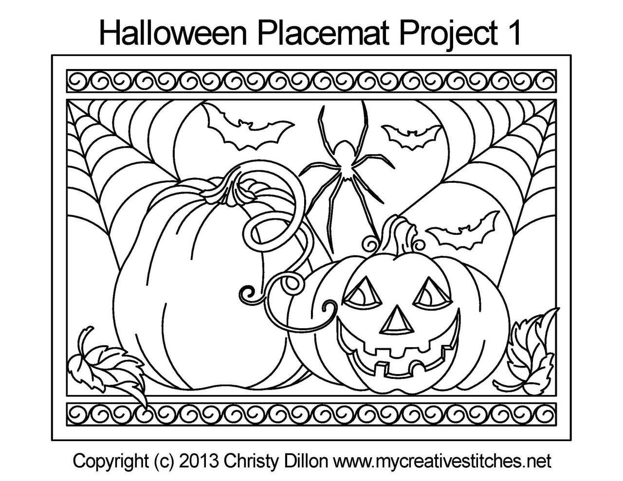 Computerized Quilting Pattern Halloween Placemat Project 1