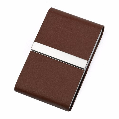  Aluminum / Stainless Steel & Faux Leather Cigarette Case Brown