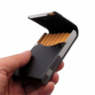  Aluminum / Stainless Steel & Faux Leather Cigarette Case Black