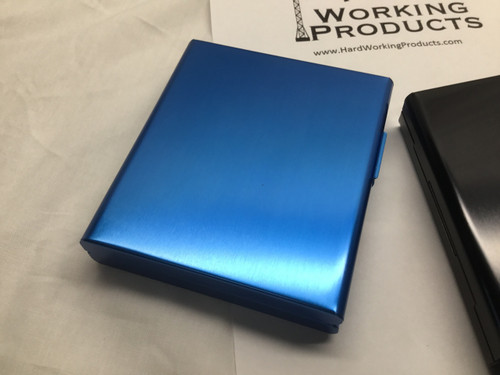 Blue Aluminum Alloy Tri-Fold  Cigarette Case 