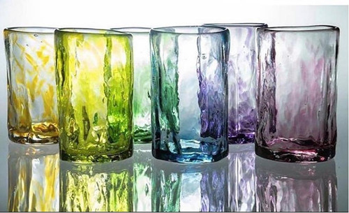 Beautiful hand blown drinking glasses made from recycled glass
 