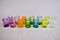 Selection of handcrafted shot glasses made from recycled glass