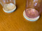 Natural Walnut Wood Coasters under hand blown tumblers