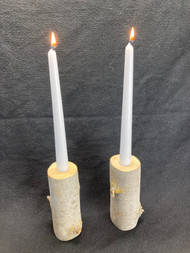 Natural Walnut Wood 6" Tall Candle Holder - Set of 2
