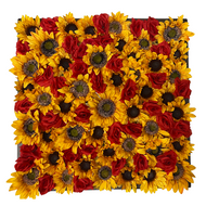 Original Artwork "Sunflower 23" Silk flowers in Sparkling Brown Frame 24"x24"