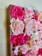 "Hot Pink" Silk flowers in Glittery Rose Gold Frame 24"x24"