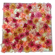 "Sherbet" Silk flowers in Glittery Rose Gold Frame 24"x24"
