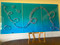 The blue sky and butterfly swirls make for a beautiful and unique addition to any room. The piece measures 4' x 8.2' and is made of high-quality silk and plexiglass materials. 