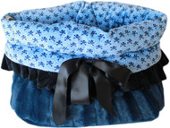  Blue Skulls Reversible Snuggle Bugs Pet Bed, Carrier Bag, and Car Seat All-in-One