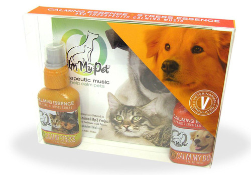 CALM MY DOG KIT Contains the following: 

• Calm My Pet Music CD
• Calm My Dog Essence
• Calm My Stress Essence

Calm you dog with Therapeutic Music and Emotional Essences
