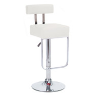 Set of 2 Modern Home Blok Contemporary Adjustable Height Bar/Counter Stool - Chrome Base/Footrest Barstool (Vanilla White)