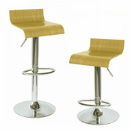 Set of 2 Sigma Contemporary Wooden Adjustable Barstool - White Maple