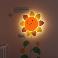 Kids Growth Chart Wall Decal with 3D Light-Up Sun – Battery Operated Night Light with Pull String – Peel and Stick Animal Balloon Height Measurement Ruler for Nursery, Bedroom & Playroom Decor
