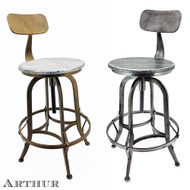 Arthur Retro Steel Rotating Adjustable Height Barstool