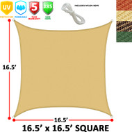 Modern Home Sail Shade Square - 16.5' x 16.5' UV Sun Blocking Canopy - Durable Easy-to-Install Design Fabric Awning
