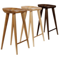 Tractor Contemporary Carved Wood Barstool - 30" Bar Chair for Kitchen, Man Cave, Living Room - Swiss-Inspired Design