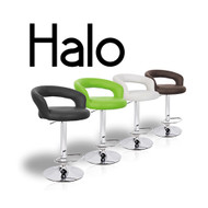 Modern Home Halo "Leather" Contemporary Adjustable Height Bar/Counter Stool - Chrome Base/Footrest Barstool