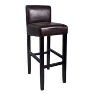 Set of 2 Brooklyn Contemporary Wood/Faux Leather Barstool - 32" Bar Height Stool for Kitchen/Bar/Man Cave (Espresso)