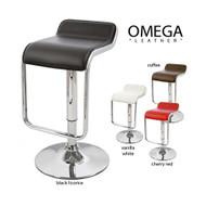 Omega "Leather" Contemporary Adjustable Barstool