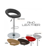 Modern Home Rho "Leather" Contemporary Adjustable Height Bar/Counter Stool - Chrome Base/Footrest Barstool