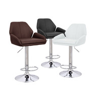 Modern Home Tesla "Leather" Contemporary Adjustable Height Bar/Counter Stool - Chrome Base/Footrest Barstool