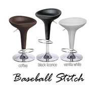 Alpha Faux Leather Contemporary Bombo Style Adjustable Height Barstool - Polished Chrome Steel Base with Floor Protecting Rubber Ring