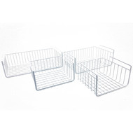 Modern Home Under Shelf Wire Storage Baskets – Hanging Organizer Rack for Cabinet, Pantry, or Closet – White Metal Basket for Kitchen, Towels, or Office – No Tools Required
