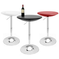 Alpha Contemporary Bombo Style Adjustable Height Bar Pub Table - Molded ABS Belly Table - Polished Chrome Steel Base with Floor Protecting Rubber Ring