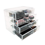 OnDisplay Cosmetic Makeup and Jewelry Storage Case Display - 4 Drawer Tiered Design - Perfect for Vanity, Bathroom Counter, or Dresser