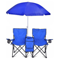 GoTeam Portable Double Folding Chair w/Removable Umbrella, Cooler Bag and Carry Case
