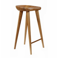 Set of 4 Tractor Contemporary Carved Wood Barstool - Walnut Finish