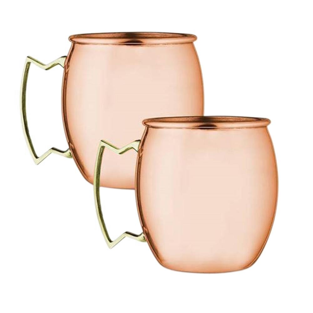100% Pure Copper Round Handle Moscow Mule Hammered Mug Handmade Set of 2 Mugs 