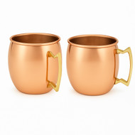 Modern Home Handmade 16oz Solid Copper Mule Mugs – Barrel Shaped Mug with Brass Handle & Smooth Texture – Perfect for Gifts or Party Favors (Set of 2)