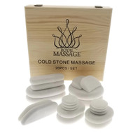 20pc Massage Marble Cold Stone Therapy Set w/Wooden Case