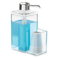 OnDisplay Luxury Acrylic Mouthwash/Soap Pump Dispenser w/Cup Holder