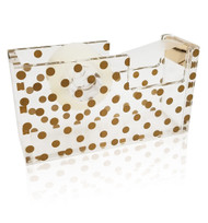 OnDisplay Luxe Acrylic Clear and Metallic Gold Tape Dispenser - Gold Polka Dot