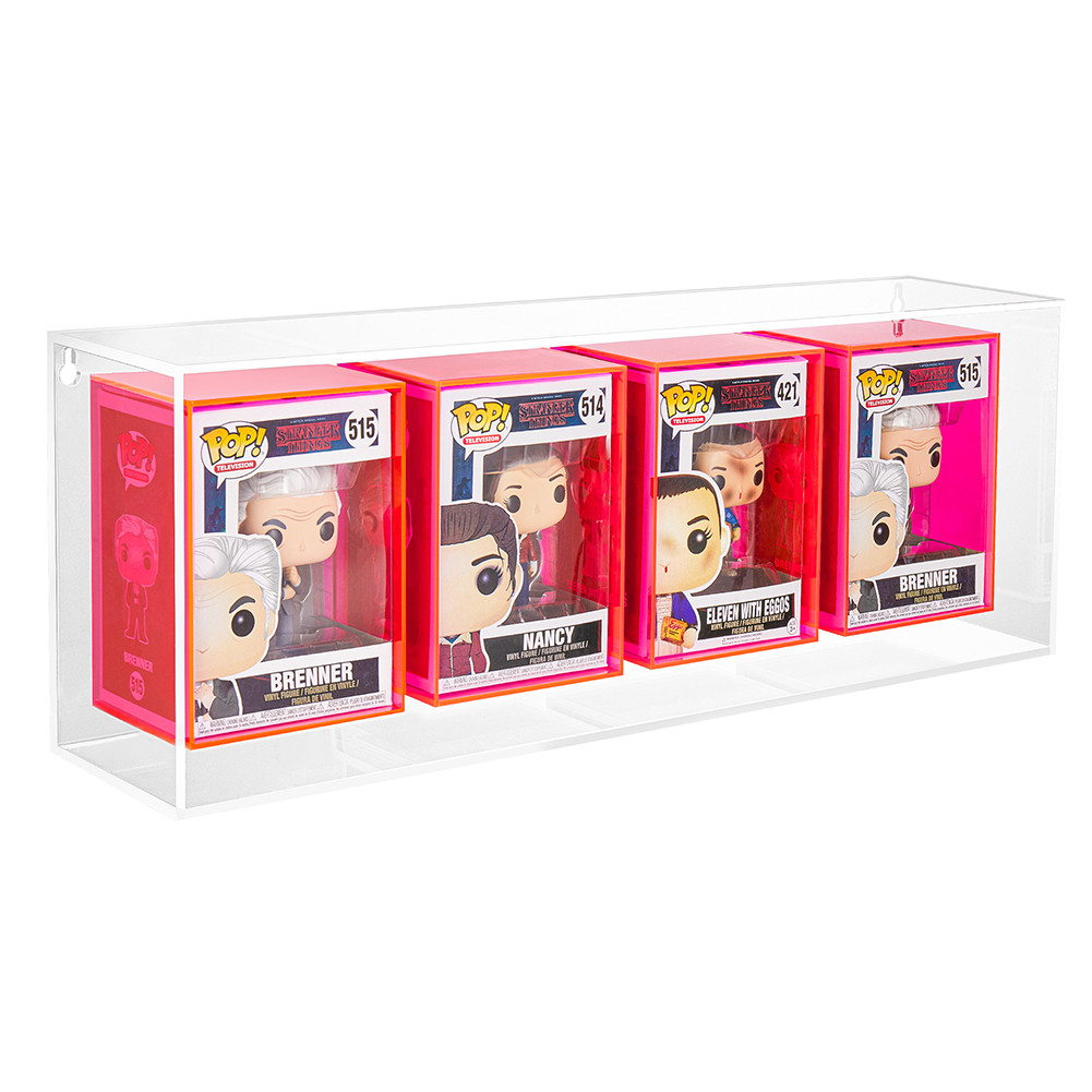 OnDisplay Wall/Table Mount Deluxe Neon Acrylic Display for Funko Pop/Dolls/Figurines  - Keeps Collectible Bobbleheads, Blinds, and Collectibles Clean and Dust  Free - Vandue